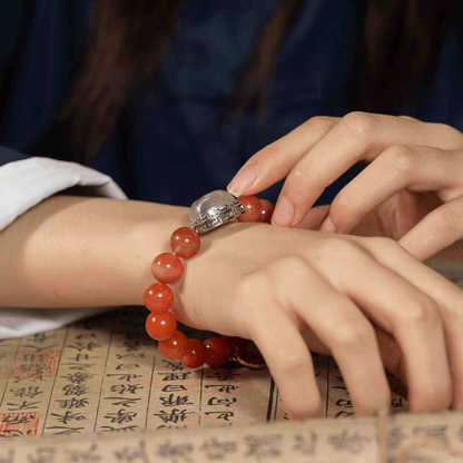 Scarlet Casket Bracelet: Red Agate for Fire Element energy, vitality & passion. Minimalist crystal jewelry - FateGemz