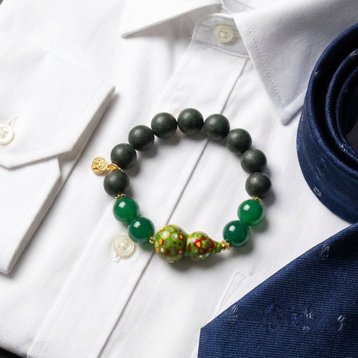 Green Agate & Lacquer Gourd Bracelet: Mystic oriental crystals with scented bead for 2026 calm & abundance - FateGemz