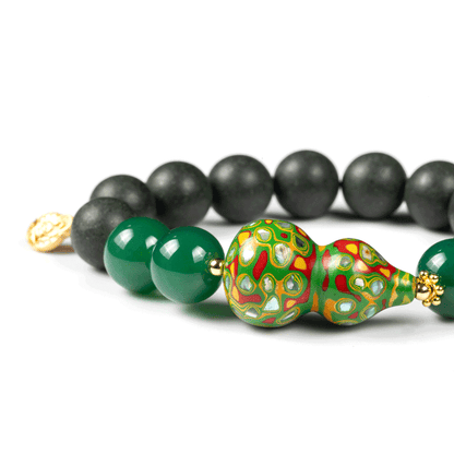 Green Agate & Lacquer Gourd Bracelet: Mystic oriental crystals with scented bead for 2026 calm & abundance - FateGemz