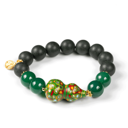 Green Agate & Lacquer Gourd Bracelet: Mystic oriental crystals with scented bead for 2026 calm & abundance - FateGemz