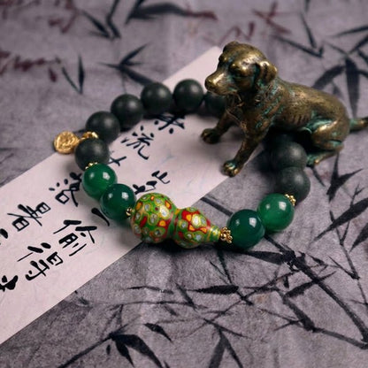 Green Agate & Lacquer Gourd Bracelet: Mystic oriental crystals with scented bead for 2026 calm & abundance - FateGemz