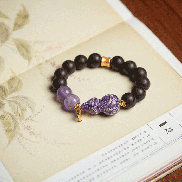 Kunzite & Lacquer Gourd Bracelet: Mystic oriental crystals with scented bead for 2026 heart healing & peace - FateGemz