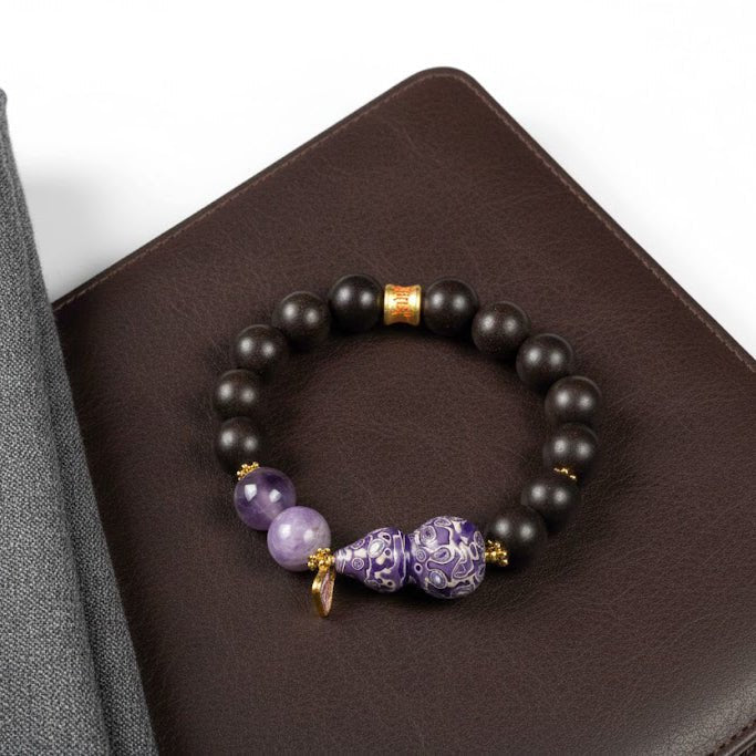 Kunzite & Lacquer Gourd Bracelet: Mystic oriental crystals with scented bead for 2026 heart healing & peace - FateGemz