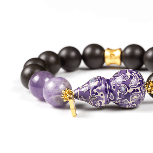Kunzite & Lacquer Gourd Bracelet: Mystic oriental crystals with scented bead for 2026 heart healing & peace - FateGemz