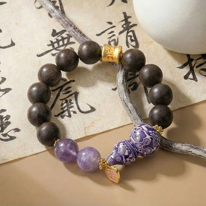 Kunzite & Lacquer Gourd Bracelet: Mystic oriental crystals with scented bead for 2026 heart healing & peace - FateGemz