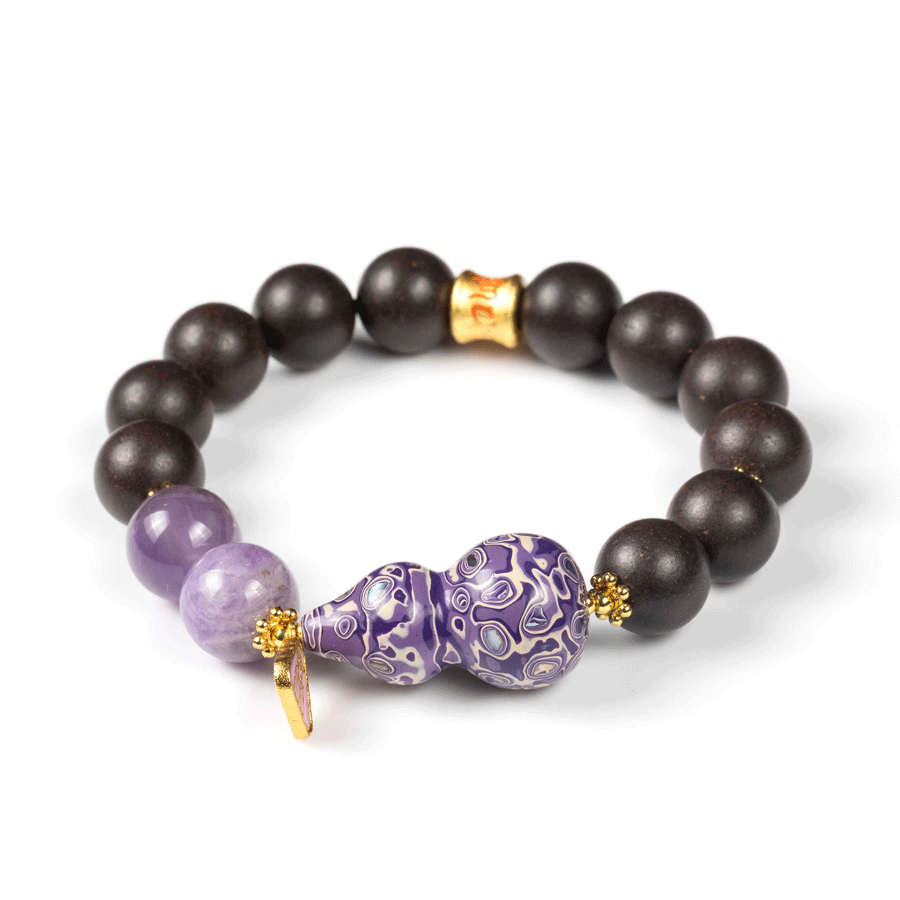 Kunzite & Lacquer Gourd Bracelet: Mystic oriental crystals with scented bead for 2026 heart healing & peace - FateGemz