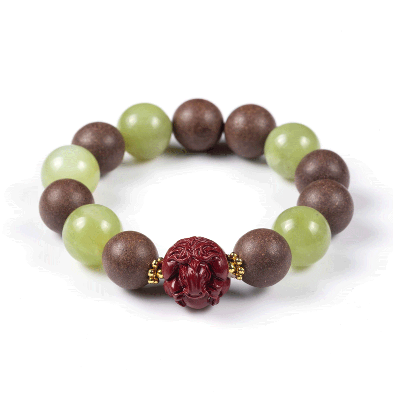 2026 Horse Year Bracelet: Green Sunstone & Cinnabar for luck & vitality - FateGemz