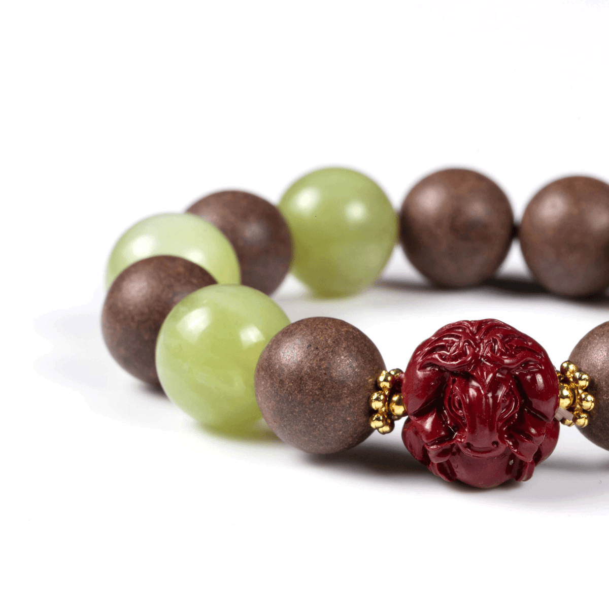 2026 Horse Year Bracelet: Green Sunstone & Cinnabar for luck & vitality - FateGemz