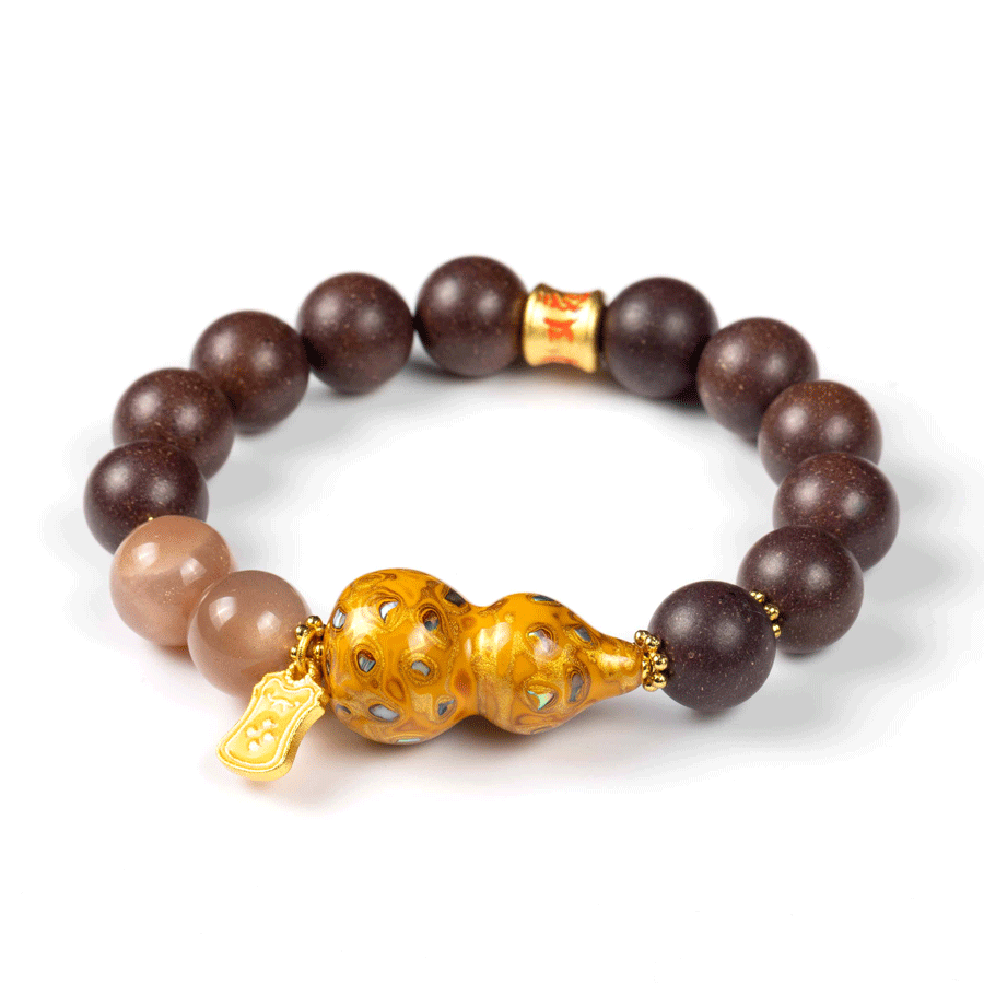 Orange Moonstone & Lacquer Gourd Scented Bracelet: 2026 oriental crystals for emotional joy & luck - FateGemz