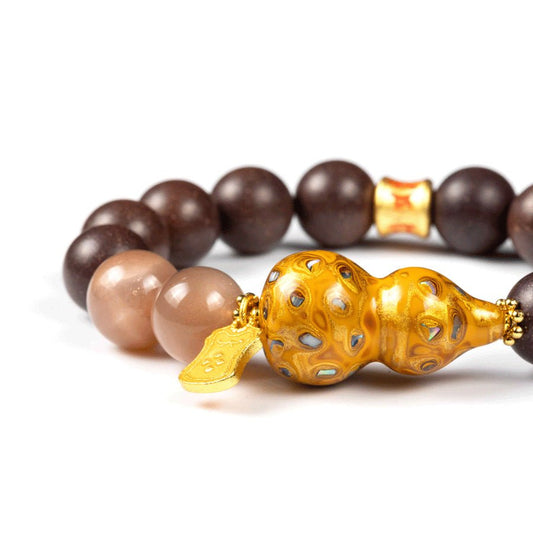 Orange Moonstone & Lacquer Gourd Scented Bracelet: 2026 oriental crystals for emotional joy & luck - FateGemz