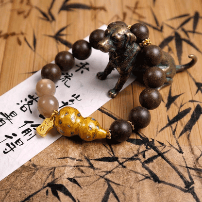 Orange Moonstone & Lacquer Gourd Scented Bracelet: 2026 oriental crystals for emotional joy & luck - FateGemz