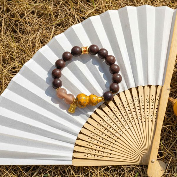 Orange Moonstone & Lacquer Gourd Scented Bracelet: 2026 oriental crystals for emotional joy & luck - FateGemz