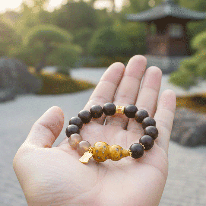 Orange Moonstone & Lacquer Gourd Scented Bracelet: 2026 oriental crystals for emotional joy & luck - FateGemz