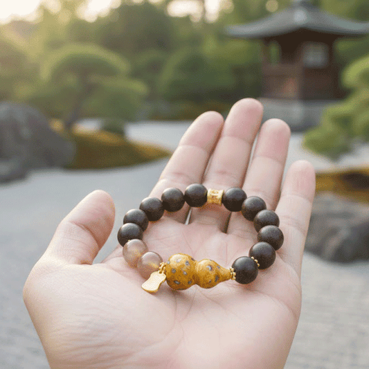 Orange Moonstone & Lacquer Gourd Scented Bracelet: 2026 oriental crystals for emotional joy & luck - FateGemz