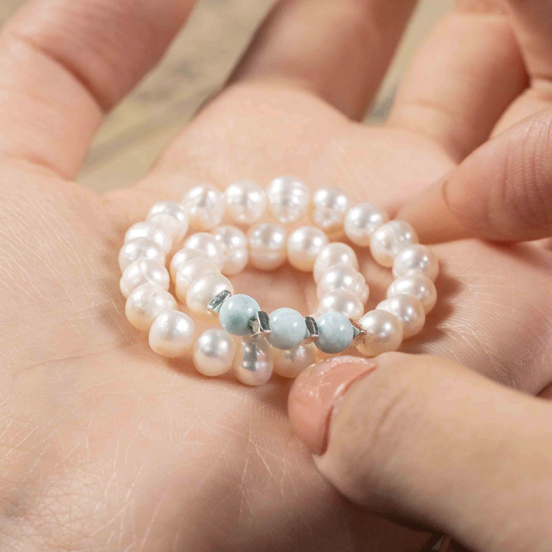 Water Starts to Freeze: Larimar & Pearl, mystic oriental natural crystals for 2026 emotional healing & calm - FateGemz