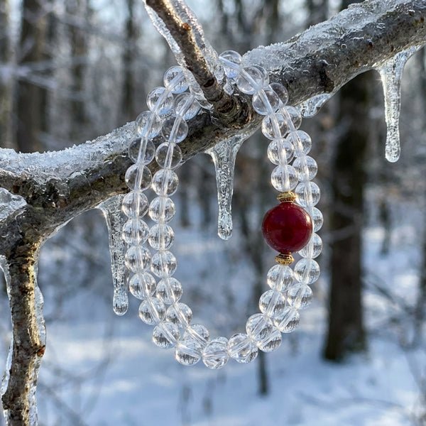 Clear Quartz & Cinnabar Bracelet: Mystic oriental crystals for 2026 protection, aura cleansing & luck - FateGemz