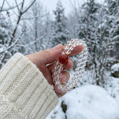 Clear Quartz & Cinnabar Bracelet: Mystic oriental crystals for 2026 protection, aura cleansing & luck - FateGemz