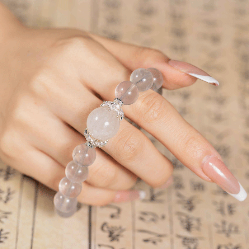 Gray Fluorite & White Phantom Quartz Bracelet: Mystic oriental crystals for 2026 spiritual cleansing & focus - FateGemz