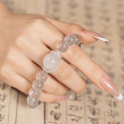 Gray Fluorite & White Phantom Quartz Bracelet: Mystic oriental crystals for 2026 spiritual cleansing & focus - FateGemz