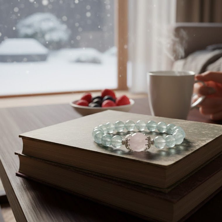 Gray Fluorite & White Phantom Quartz Bracelet: Mystic oriental crystals for 2026 spiritual cleansing & focus - FateGemz