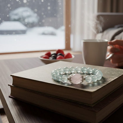 Gray Fluorite & White Phantom Quartz Bracelet: Mystic oriental crystals for 2026 spiritual cleansing & focus - FateGemz