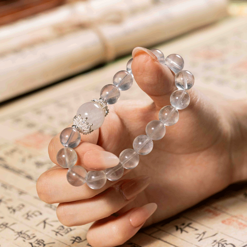 Gray Fluorite & White Phantom Quartz Bracelet: Mystic oriental crystals for 2026 spiritual cleansing & focus - FateGemz